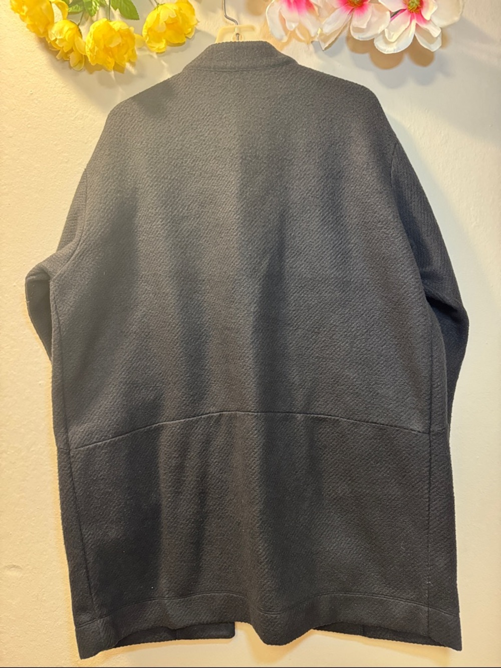 Express Black Open-Front Textured Coat - Picture 5 of 12